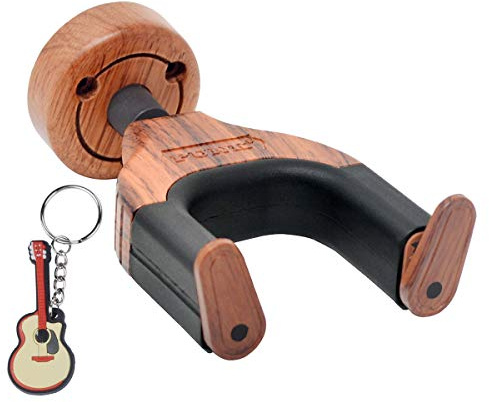 Crochet de guitare à verrouillage automatique - Support mural pour guitare - Base en bois - Convient à tous les instruments de musique - Avec porte-clés de guitare gratuit