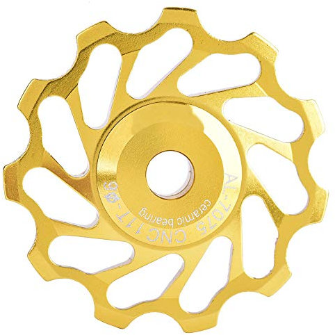 Alomejor Umwerfer Riemenscheibe Aluminiumlegierung Keramik Stützrad Fahrradführung Hinten für 4/5/6 mm Führungsrad(11T-Golden)