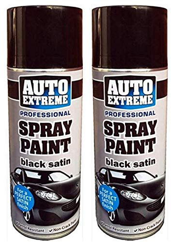 400ml Auto Extreme Professional Quality Perfect Finish Black Satin Aerosol Spray Paint Cans For Cans Bikes Vans & Other surfaces (2)
