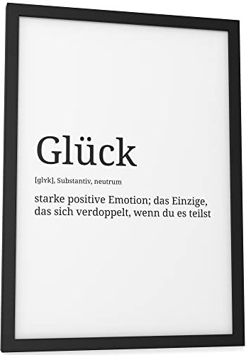 Papierschmiede® Definition: Glück, DIN A4 (21x30 cm), Poster für Wohnzimmer, Schlafzimmer, Küche, Esszimmer, Wandbild Geschenk Wanddeko - ohne Rahmen