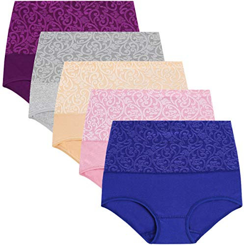 YaShaer Culotte Femme Coton Culottes Taille Haute sous-vêtements Slip Grande Elasticité Femme Ventre Plat Taille,3XL,Multicolore,lot de 5