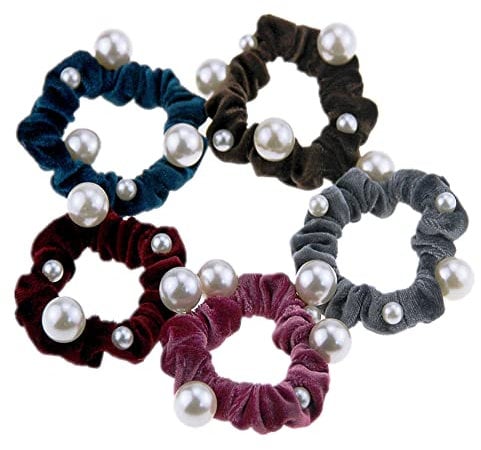 10 Stück künstliche Perlen-Haargummis, Samt-Perlen, elastische Haarbänder, Haargummis, Haargummi, Pferdeschwanz-Halter für Frauen, Mädchen, Damen, Haar-Accessoires (zufällige Farbe)