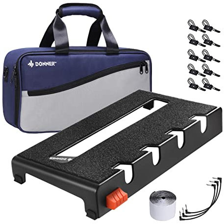 Donner Guitar Pedalboard, DB-2 Small Portable Effect Pedal Board Set, Waterproof Bag including Adhesive Backed Hook-and-loop and Power Supply Mounting Device, Size 17.32 x 10.24 x 5.12