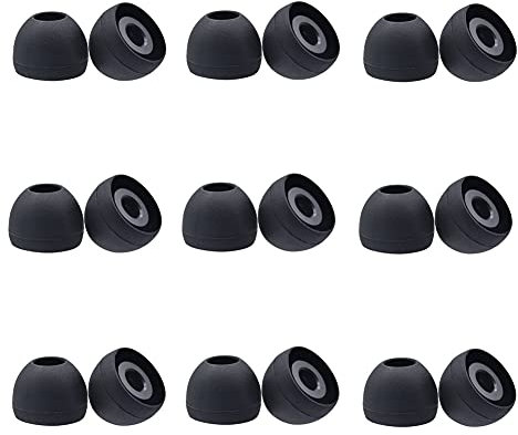 Almohadillas de Silicona para Auriculares 9 Pares (18 Piezas), Almohadilla de Repuesto Compatibles con la Mayoría de Auriculares Intrauditivos (Negro, Pequeña)