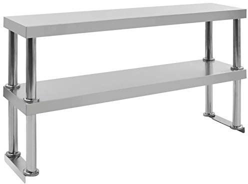 Susany Arbeitstisch Aufsatz 2-stufig Gastro-Aufsatzboard für Küchentisch Edelstahltisch Gastronomie Aufsatzbord Regal Edelstahlaufsatz 120x30x65cm Edelstahl