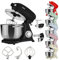 Arebos Retro Küchenmaschine 1800W Schwarz | Knetmaschine mit 6L Edelstahl-Rührschüssel | Geräuscharm | Küchenmixer mit Rührhaken, Knethaken, Schlagbesen und Spritzschutz | 6 Geschwindigkeiten