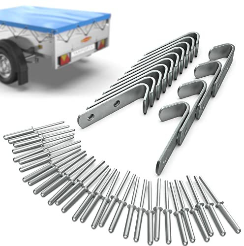 Tarpofix® Ganci per teloni Ganci sponde 50x13mm incl. rivetti (20 pz) per teloni da rimorchio e rete di rimorchio | Ganci per sponde resistenti in acciaio galvanizzato | Robusti ganci sponde rimorchio