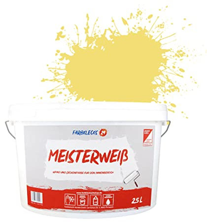 Farbklecks24 Meisterweiß Color, Wandfarbe Gelb 4-2 (2,5L),(versch. Farben),hohe Deckkraft
