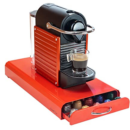 Castell Deco - Tiroir support organisateur compatible avec capsules Nespresso, 100 % métal, capacité 50 x, pour stocker distributeur capsules de café.