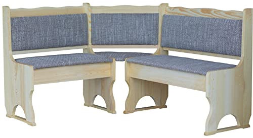 k koma Eckbank Kiefer Lackiert mit Polsterung MASSIVHOLZ BEIGE (100 x 100)