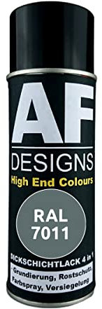 Alex Flittner Designs Peinture antirouille 4 en 1 RAL 7011 Gris fer Peinture de protection pour métal Spray de peinture antirouille Bombe aérosol