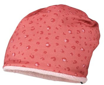 maximo Mini Girl-Beanie, Reversible Jersey Bedruckt, Fleece Made in Germany Reversible 51 Rose tan/Rosewood-tierspuren