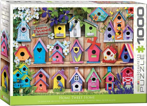 empireposter Farbenfrohe Vogelhäuser - 1000 Teile Puzzle im Format 68x48 cm + Deluxe 3er Set Puzzle Zubehör