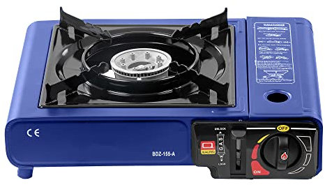 Mianova Campingkocher Outdoor Gaskocher BBQ Anzünder Grill Notfallkocher Tischgrill Gaskartuschen Gas Kocher Herd 1 flammig Set Blau