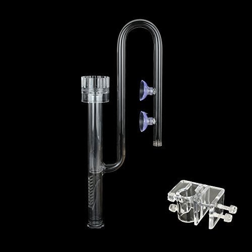 SENZEAL 17mm Aquarium Glass Skimmer Pipe Inlet and Spout Surfaces with Acrylic Clip for Pipe Fish Planted Tank