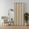 tinycurtains, Türvorhang mit Vorhangstange & Magneten zum Abdichten, einfache Montage ohne Bohren in 1 Min (200 x 150 cm beige + Stange Silber 70–120 cm + 6 Magnete)