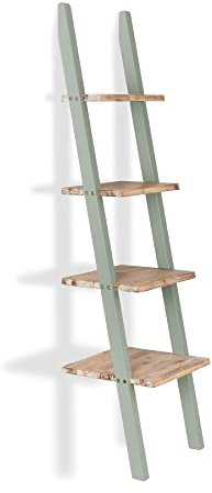 Statement Furniture Florence Ladder Shelf. Wooden Shelving, Lean-up Shelves in Sage Green. Quality Solid Wood