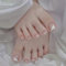 Yatinkim French Press on Toenails White Fake Toe Nails Acrylic False Nail Tips Artificial Feet Toenail Glitter Women Glossy Full Cover Stick 24 Pcs