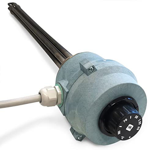 Resistencia eléctrica blindada 6 kW trifásica con termostato ajustable hasta 90 °C, 400 V, Incoloy 800