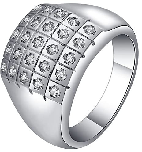 Whoiy Damenringe Gr. 62, Ring Verlobung Eckig Silber Eheringe Quadratischer Breiter Ring Verlobungsring für Frauen