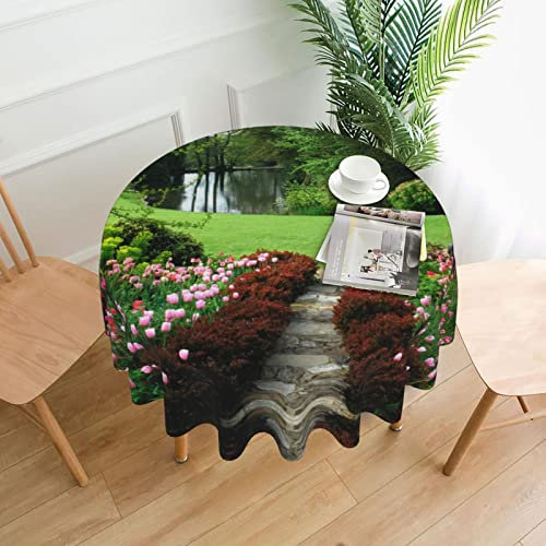 Manor Garden 152,4 cm runde Tischdecke, geeignet für Restaurant, Party, Picknick, Küche, Weihnachten, Tischdekoration