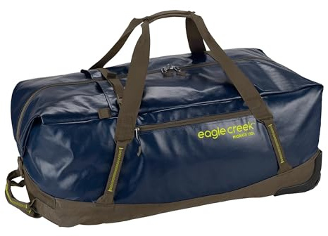 Eagle Creek Migrate Reisetasche mit Rollen 130L I Recyceltes wasserabweisendes Material I Rucksack-Funktion I 130 Liter Volumen I Rush Blue