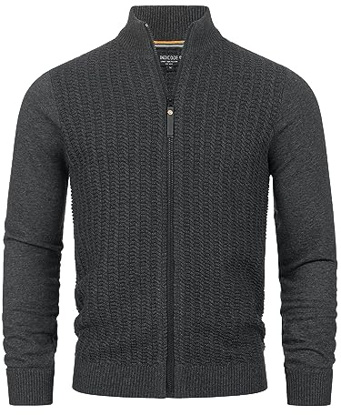 Indicode Herren INCason Strickjacke mit Stehkragen und Reißverschluss | Klassischer Cardigan für Business und Freizeit, Strickjacke, Herrenjacke, Freizeitjacke, Strickoberteil für Männer