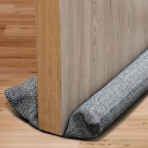 CUQOO Oxford Double Draft Excluder - Water Proof Snow Proof 600D Oxford Fabric Door Draft Excluder, Premium Under Draught Excluder, 70 to 90 cm Adjustable Door Stopper - Dark Grey