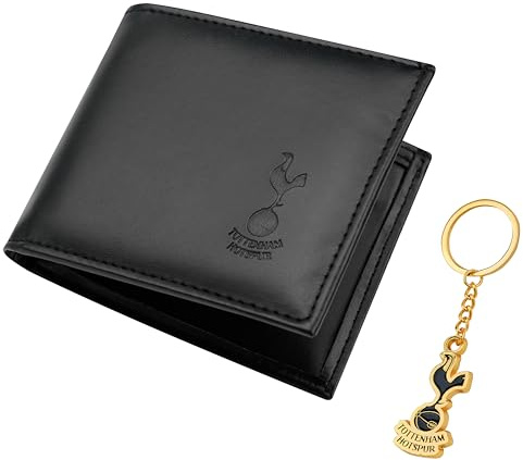 Tottenham Hotspur F.C. Sports Fan Portemonnaie Wallet Zubehör Set mit Kartenfächern & Münzfach, Supporters' Gear - Sporen Geschenke für Männer, Schwarz, Einheitsgröße, Modern