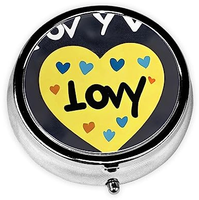 Pillendose, runde Form, 3 Fächer, tragbare Pillendose, Pillendose, Pillendose, Pillendosierer, Love You with All My Heart