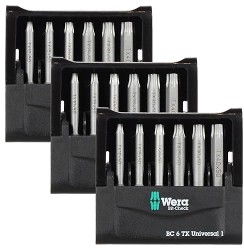 Wera Bit-Sortiment, Bit-Check 6 TX Universal 1, 6-teilig, 05056472001 (Packung mit 3)