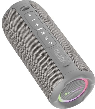 Docooler S49PRO Tragbarer kabelloser Lautsprecher mit BT 5.2-Technologie, IPX6 wasserdichte Lautsprecher, HiFi-Sound, AUX, FM, TF-Karte, RGB-Beleuchtung, Lange Spielzeit, kompakt und tragbar