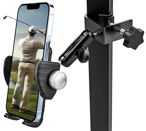 woleyi Golf Cart Phone Holder, Square Tube Phone Mount [Multi-Angle Adjustable] Aluminum Square Handlebar Clamp for iPhone 15 Pro Max 14 13 12, Galaxy, Huawei, All 4-7 Cellphones