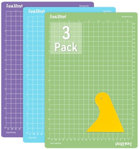 Lya Vinyl Schneidematte für Cricut Joy Xtra, 3 Stück 8.5 x12 Zoll (30.5 x 21.6cm) Schneidematten, Ersatz Zubehör Cricut Joy Zubehör für Plotterfolie (StandardGrip, LightGrip, StrongGrip)