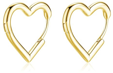 Cangall Herz Creolen Silber 925 Klein, Sterling Silber Ohrringe Damen, Hypoallergen Knorpel Schlafen Liebe Ohrringe Gold für Mädchen, Herzform Kreolen Ohrschmuck