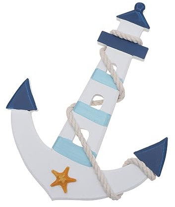 PRETYZOOM Decorazione da Parete Ornamentale con Ancora Pannello di Densità Pendente Sospeso 32 Cm Stile Mediterraneo per Soggiorno