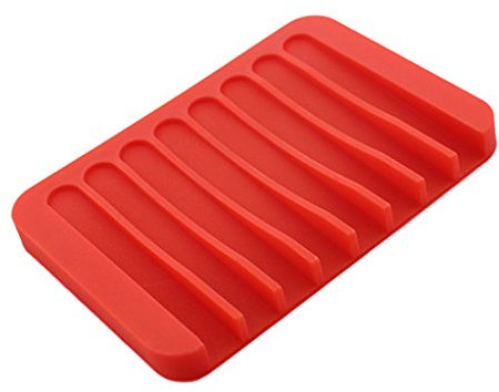 Porte-savon en silicone antidérapant pour salle de bain Rouge