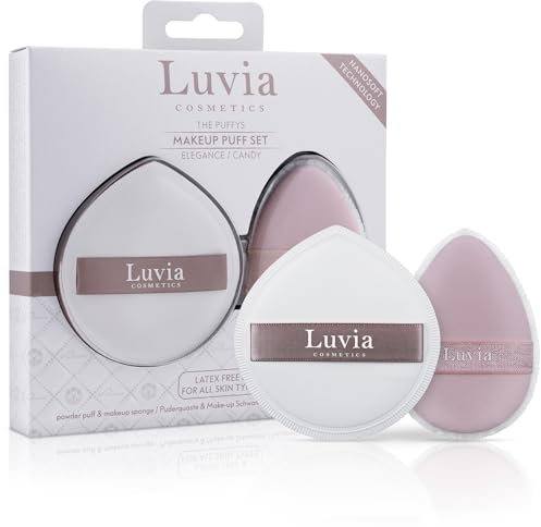 Duo Puff Kit Elegance/Candy - Luvia Cosmetics The Puffys, Powder Puff und Kosmetikschwamm im Set, doppelseitiger Make-up-Puff, professionelle Puderquasten für flüssige- und Pudertexturen