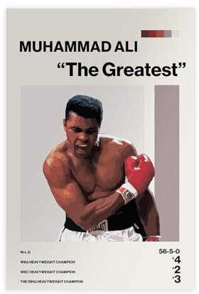 Jdekaec Muhammad Ali Poster, Leinwandposter, Wandkunst, Dekordruck, Bild Gemälde für Wohnzimmer, Schlafzimmer, Dekoration, ungerahmt, 30 x 45 cm