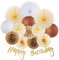 EASY JOY Boho Geburtstag Deko,Geburtstagsdeko Wiederverwendbare Party Deko Creme Farben Happy Birthday Girlande Geburtstagsdeko Frauen fürBabyparty Deko, Tischdeko Geburtstag