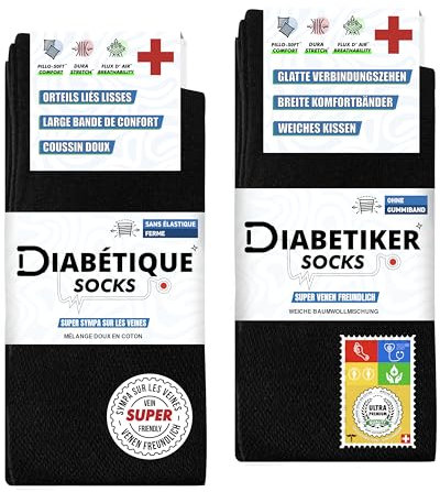 SOXCO 10 Paia Calzini diabetici per uomo, Calze Lunghezza a Polpaccio, Nero. 43-46