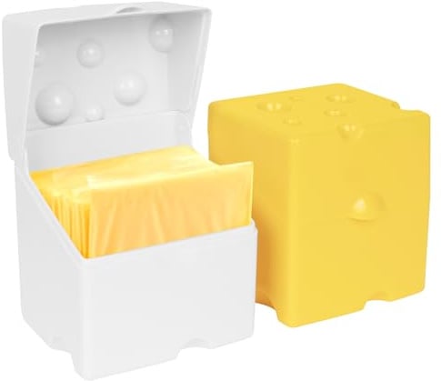 Linkidea 2 recipientes para queso con tapa abatible, ABS | Diseño a prueba de fugas, se adapta al almacenamiento del refrigerador, plástico ABS fácil de limpiar