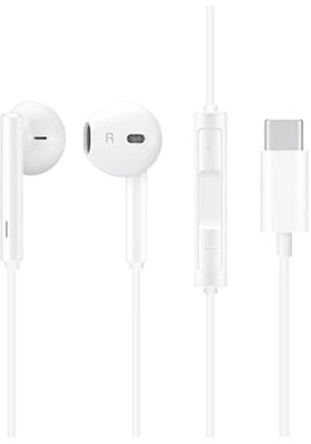 In-Ear USB C Headphones Wired Hi-Res Extra Bass Earphones Volume Control Noise Isolating with Microphone For iPhone 16/15 Plus Pro Max, iPad Pro, For Samsung Galaxy S23/S22/S21/S20/Ultra Note 10/20