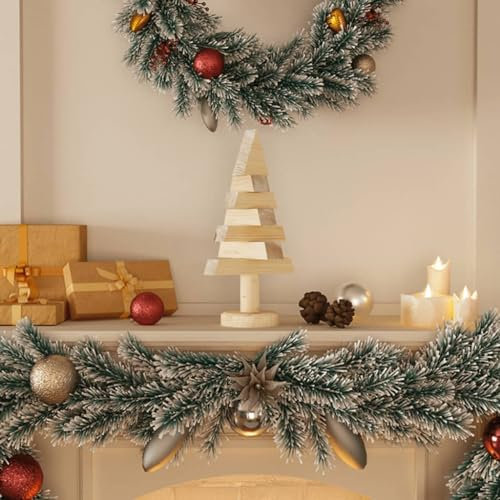 Deko-Weihnachtsbäume 2 STK. Holz 30 cm Massivholz Kiefer,Weihnachtsbäume aus Kiefernholz – Festlicher Charme für Zuhause und Büro Künstliche Weihnachtsbäume, Saisonale Deko