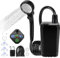 Toemics Portable Camping Shower with 6000mAh Rechargeable Battery and LED Display, Electric Water Pump Waterproof Outdoor Travel Shower Kit for Hiking, Car, Pet, Dog (Black)