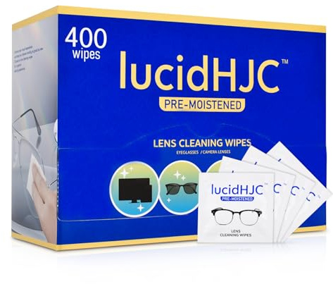 LucidHJC pre-moistened Lens Cleaning Wipes for Eyeglasses Camera Lenses and Screens of cellphones laptops Computers Clean Spots or dirts Wrapped Individually Paper Wipes Count 400