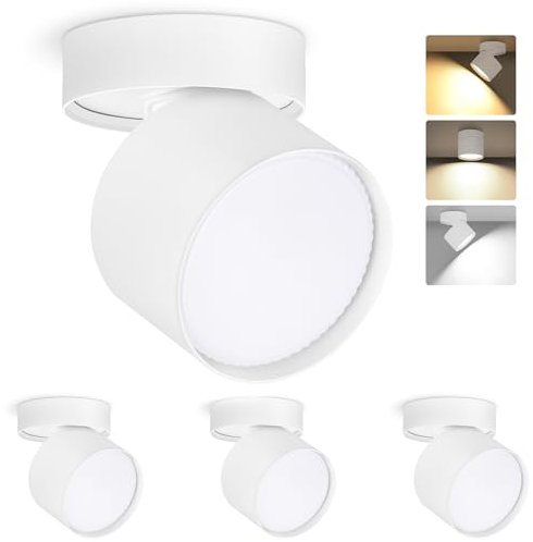 GeyouLux LED Aufbauspot Schwenkbar Ø82×80mm Deckenspots Weiß Aufbaustrahler Flach inkl. 7W 800LM GX53 LED Leuchtmittel Aufbauleuchte Deckenleuchte Aufputz Spots 230V Rund 4 Stück