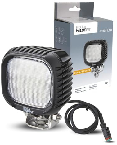 HELLA VALUEFIT S3000 LED-Arbeitsscheinwerfer – mit 3000 Lumen für eine hohe Lichtleistung für Traktoren, LKWs und mehr – 12-48 Volt – 1GA 357 109-002, Lichtscheibe klar (Packung mit 6)