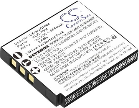 TECHTEK Battery 800mAh compatible with [Kodak] EasyShare M1033, EasyShare M1093 IS, Easyshare M2008, Easyshare V1073, V1233, V1253, V1273, Play Sport Waterproof HD Pocket Video, Playsport Video Camer