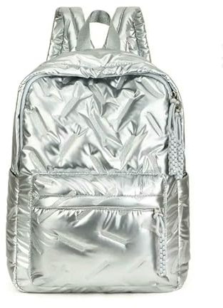 Gyios Zaino Viaggio per La Moda Femminile - Borsa Scuola di Grande capacità Leggera con Spallacci Regolabili, Elegante E Pendolari-Argento